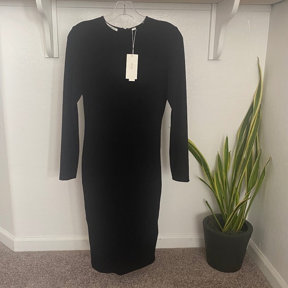 NWT Classic Timeless VINCE Black Long Sleeve Sheath Dress Size S Knee Length - Picture 1 of 10